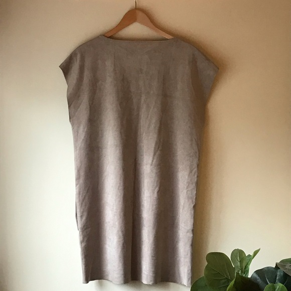 NWOT Aritzia Wilfred Free Nori Large Tan Faux Suede Sleeveless Tunic Dress - Picture 8 of 9